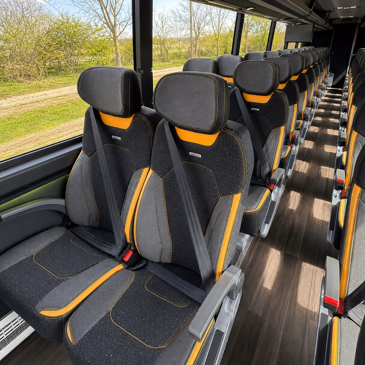 56 passenger charter bus interior